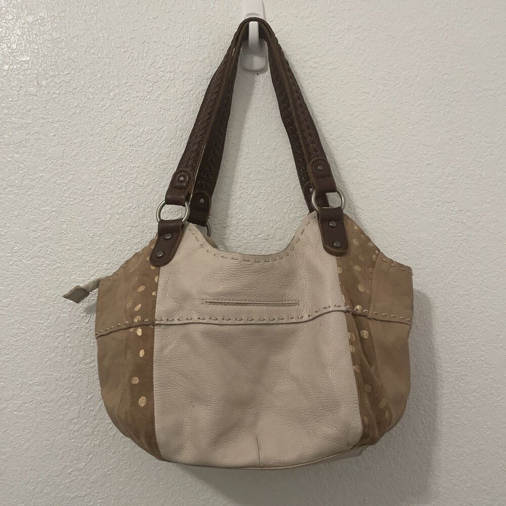 The Sak Shoulder Handbag Leather Purse Beige Classic Bag